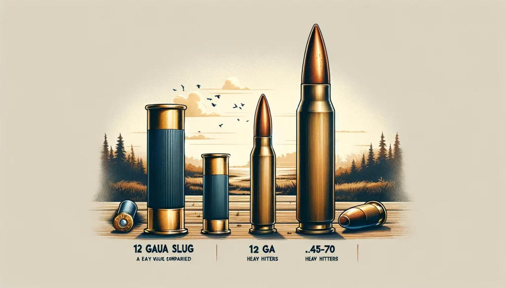 12 gauge slug and a .45-70 cartridge